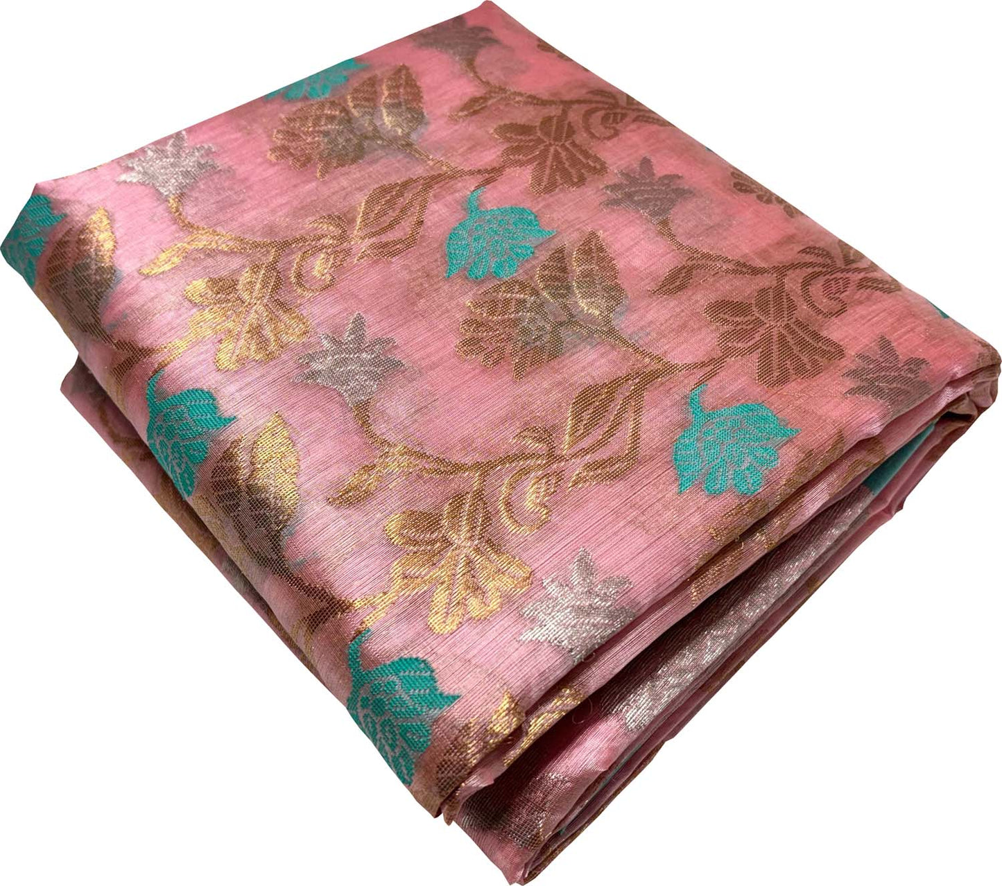 Beautiful Pink Handloom Chanderi Pure Silk Flower Design Saree - Luxurion World