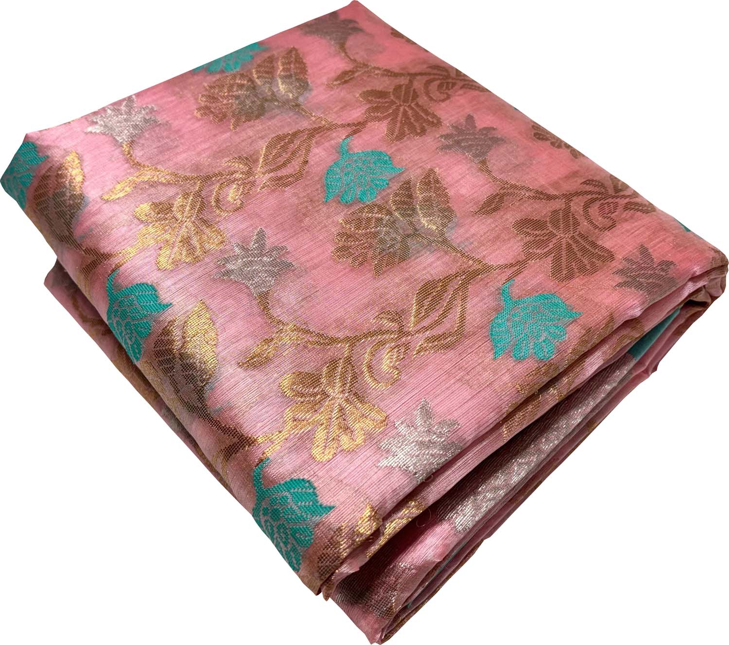 Beautiful Pink Handloom Chanderi Pure Silk Flower Design Saree - Luxurion World