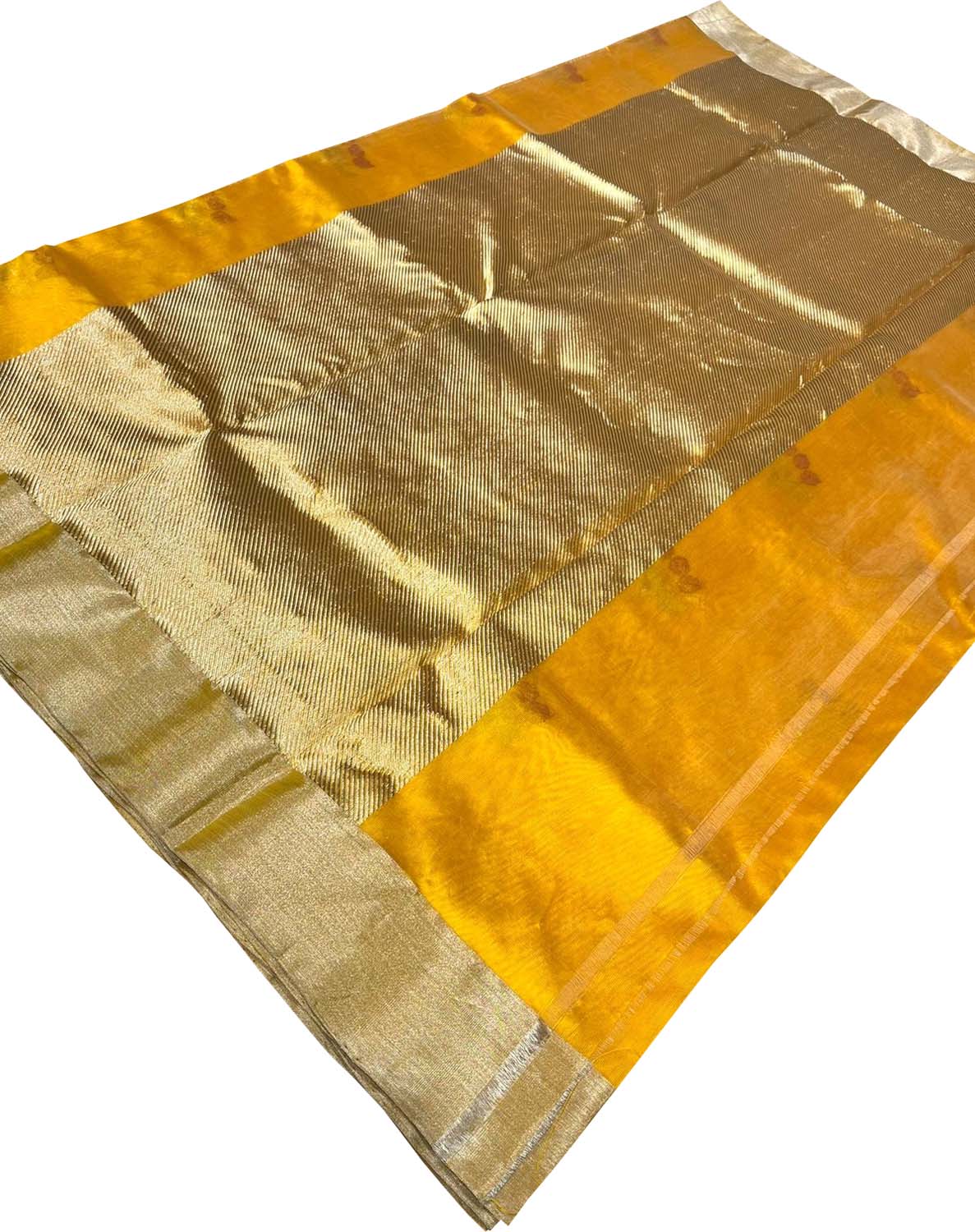Yellow Chanderi Handloom Pure Silk Flower Design Saree - Luxurion World