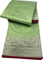 Green Chanderi Handloom Pure Silk Small Booti Design Saree - Luxurion World