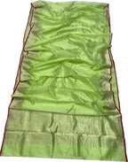 Green Chanderi Handloom Pure Silk Small Booti Design Saree - Luxurion World