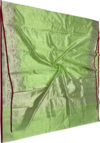 Green Chanderi Handloom Pure Silk Small Booti Design Saree - Luxurion World
