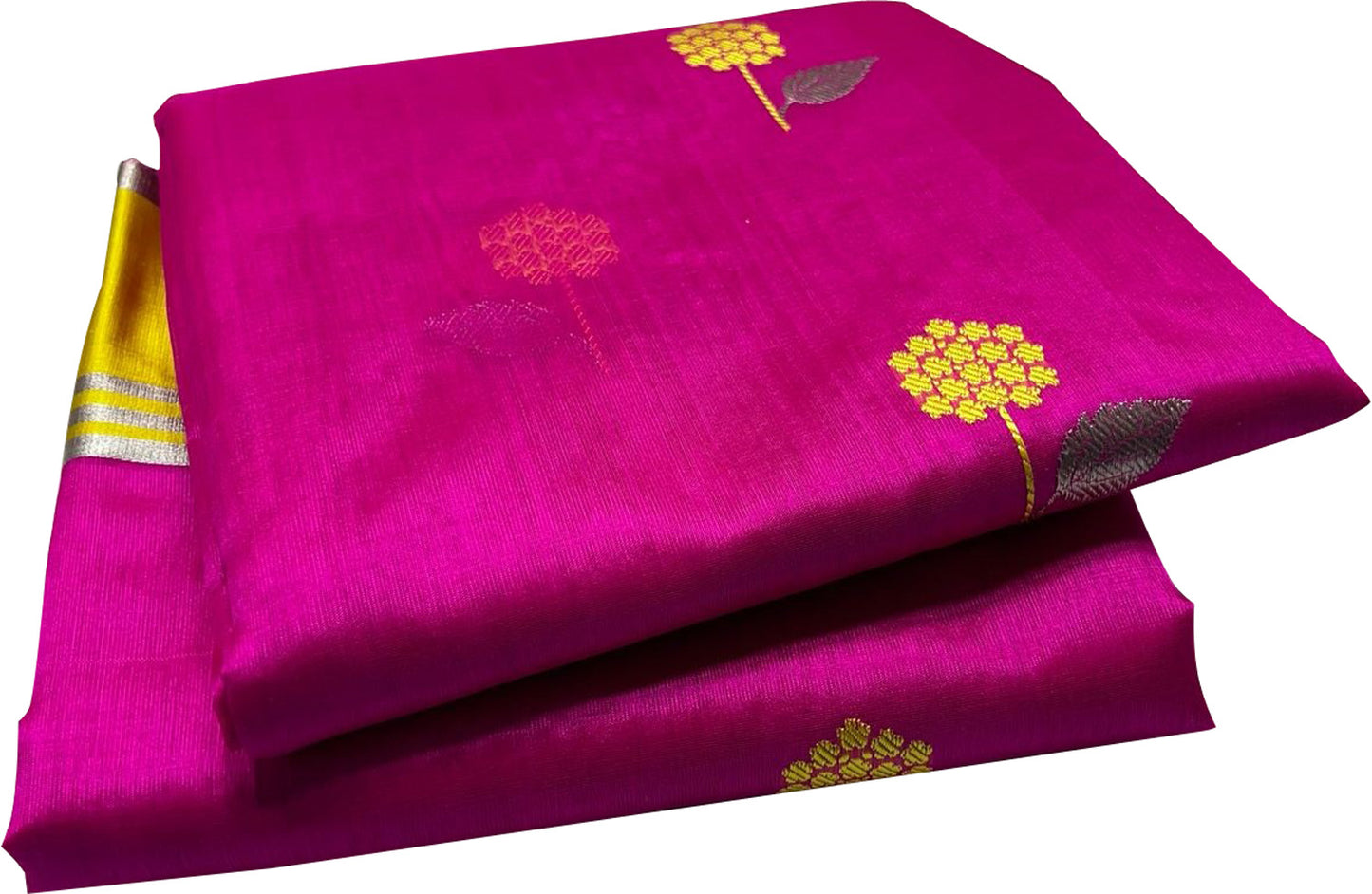 Pink Chanderi Handloom Pure Silk Flower Design Saree - Luxurion World