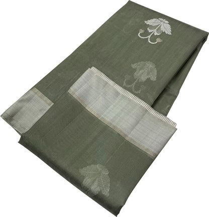 Grey Chanderi Handloom Pure Silk Saree - Luxurion World