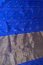 Blue Chanderi Handloom Pure Silk Booti Design Saree - Luxurion World