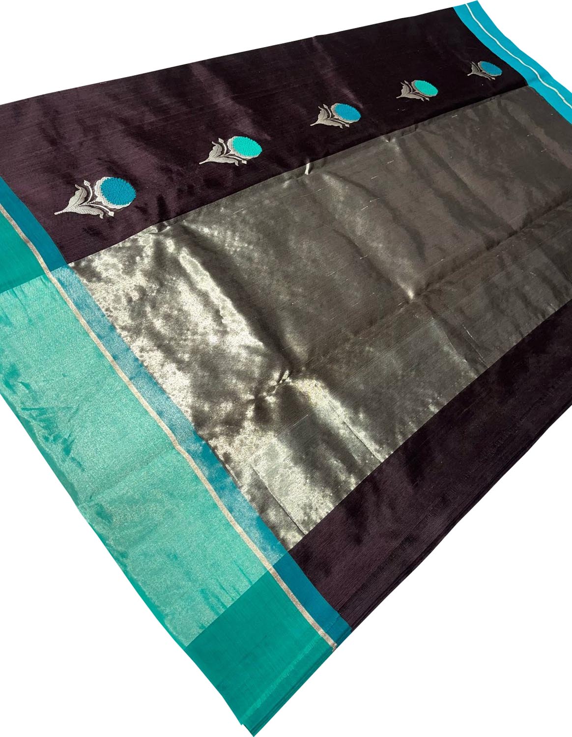 Brown Chanderi Handloom Pure Silk Flower Design Saree - Luxurion World