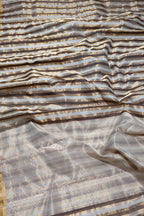 Golden Chanderi Handloom Pure Cotton Silk Stripes Design Saree - Luxurion World