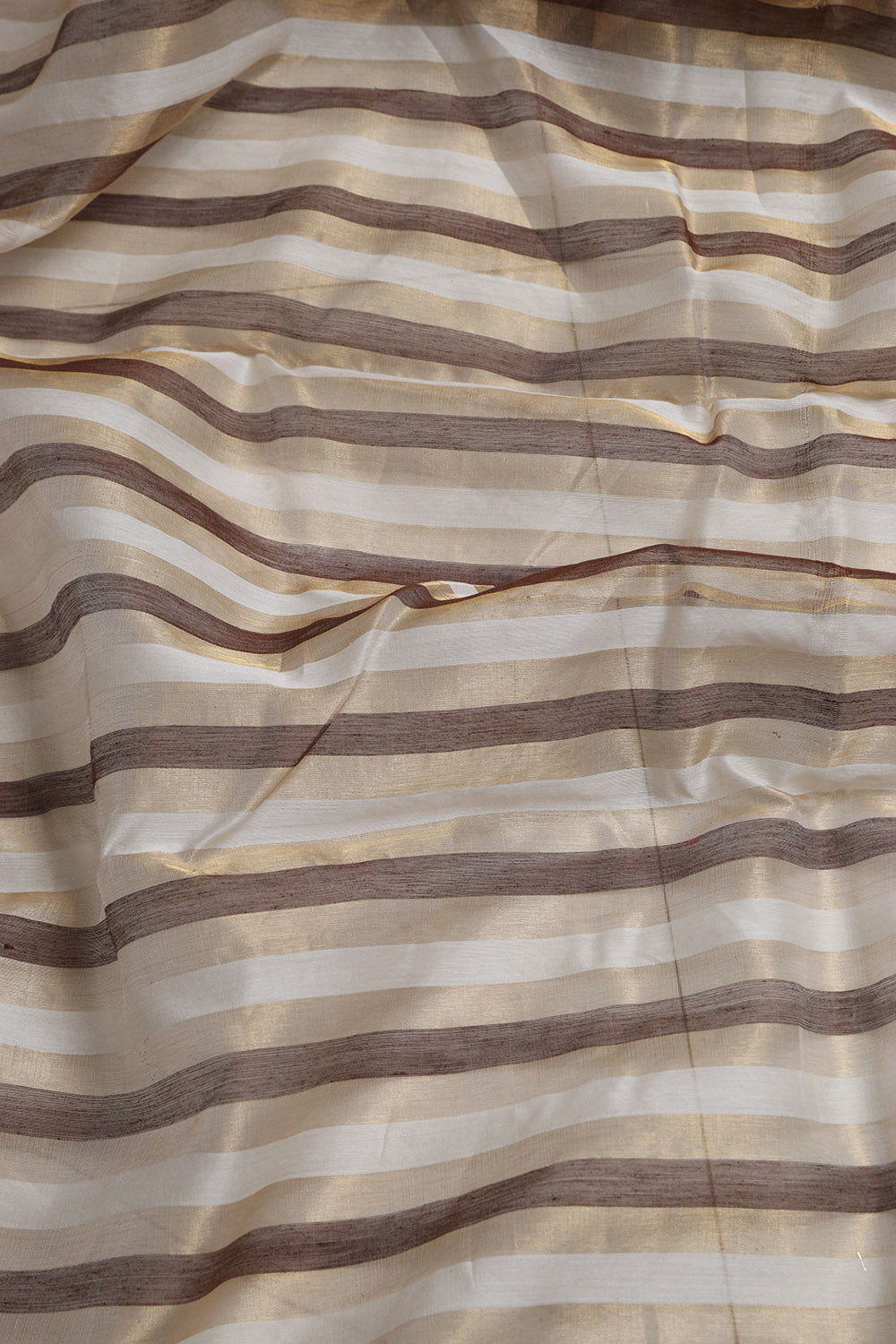 Golden Chanderi Handloom Pure Cotton Silk Stripes Design Saree - Luxurion World