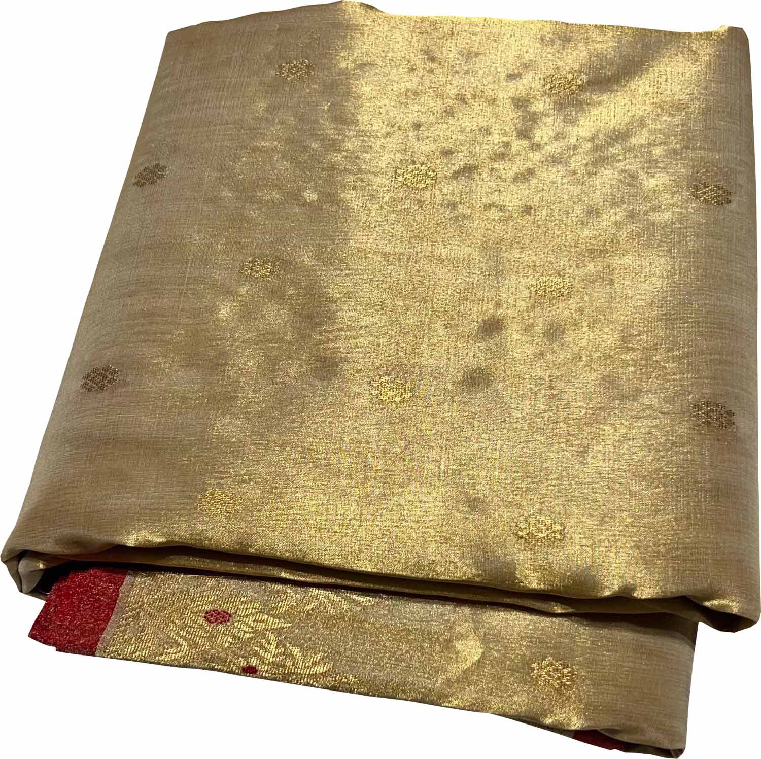 Golden Chanderi Handloom Pure Tissue Silk Booti Design Saree - Luxurion World