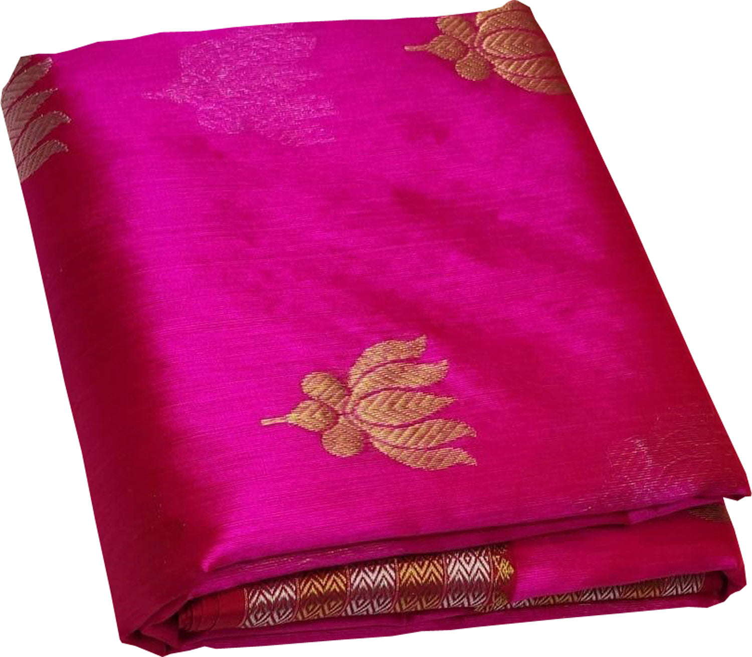 Pink Chanderi Handloom Pure Silk Flower Design Saree - Luxurion World