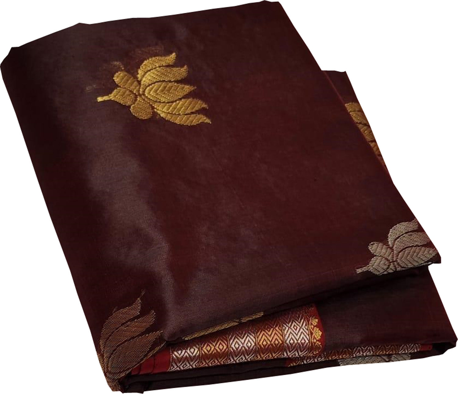 Maroon Chanderi Handloom Pure Silk Flower Design Saree - Luxurion World
