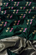 Green Chanderi Handloom Pure Silk Bird Design Saree - Luxurion World