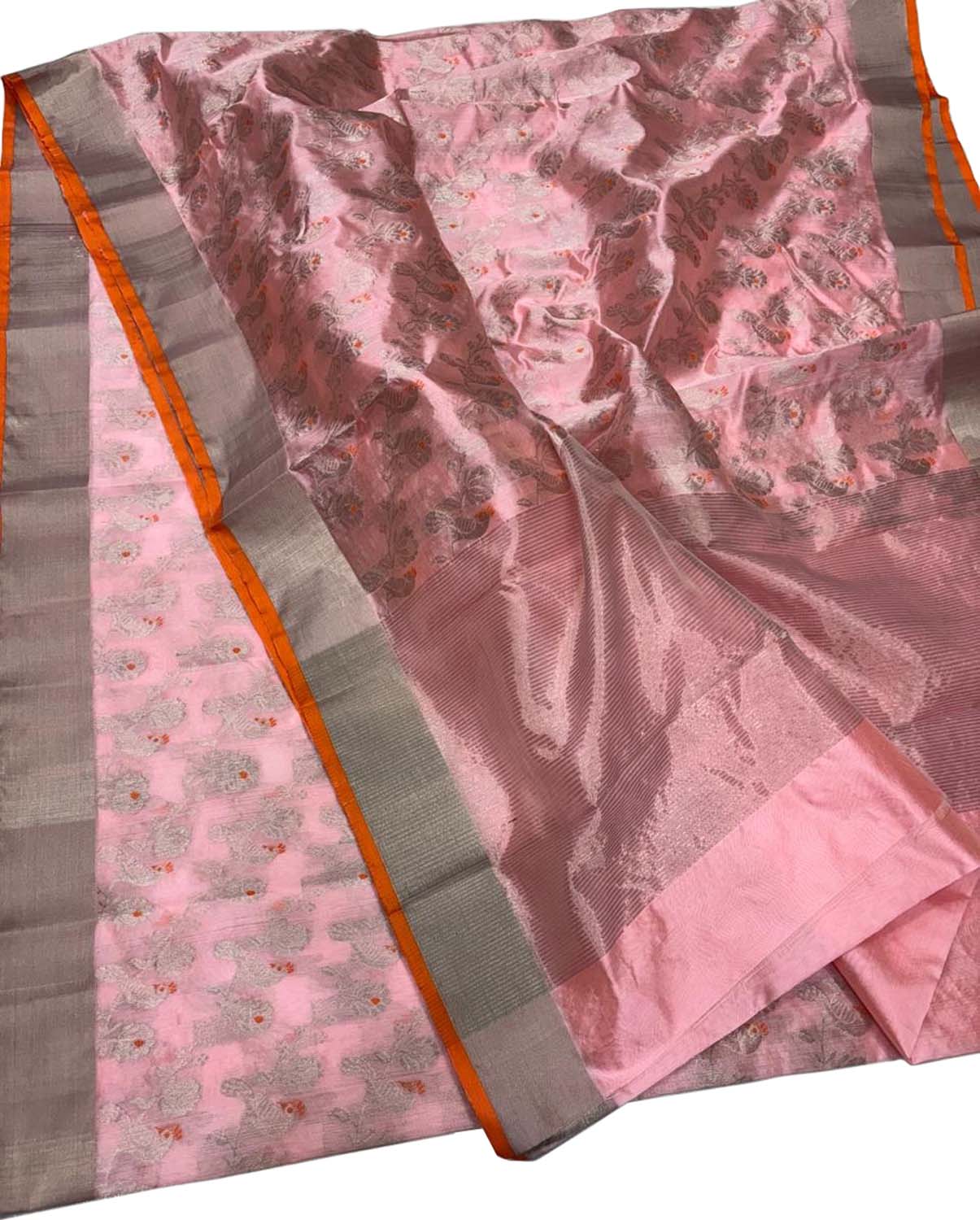 Beautiful Pink Pure Katan Silk Chanderi Handloom Saree - Luxurion World