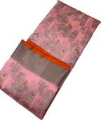 Beautiful Pink Pure Katan Silk Chanderi Handloom Saree - Luxurion World