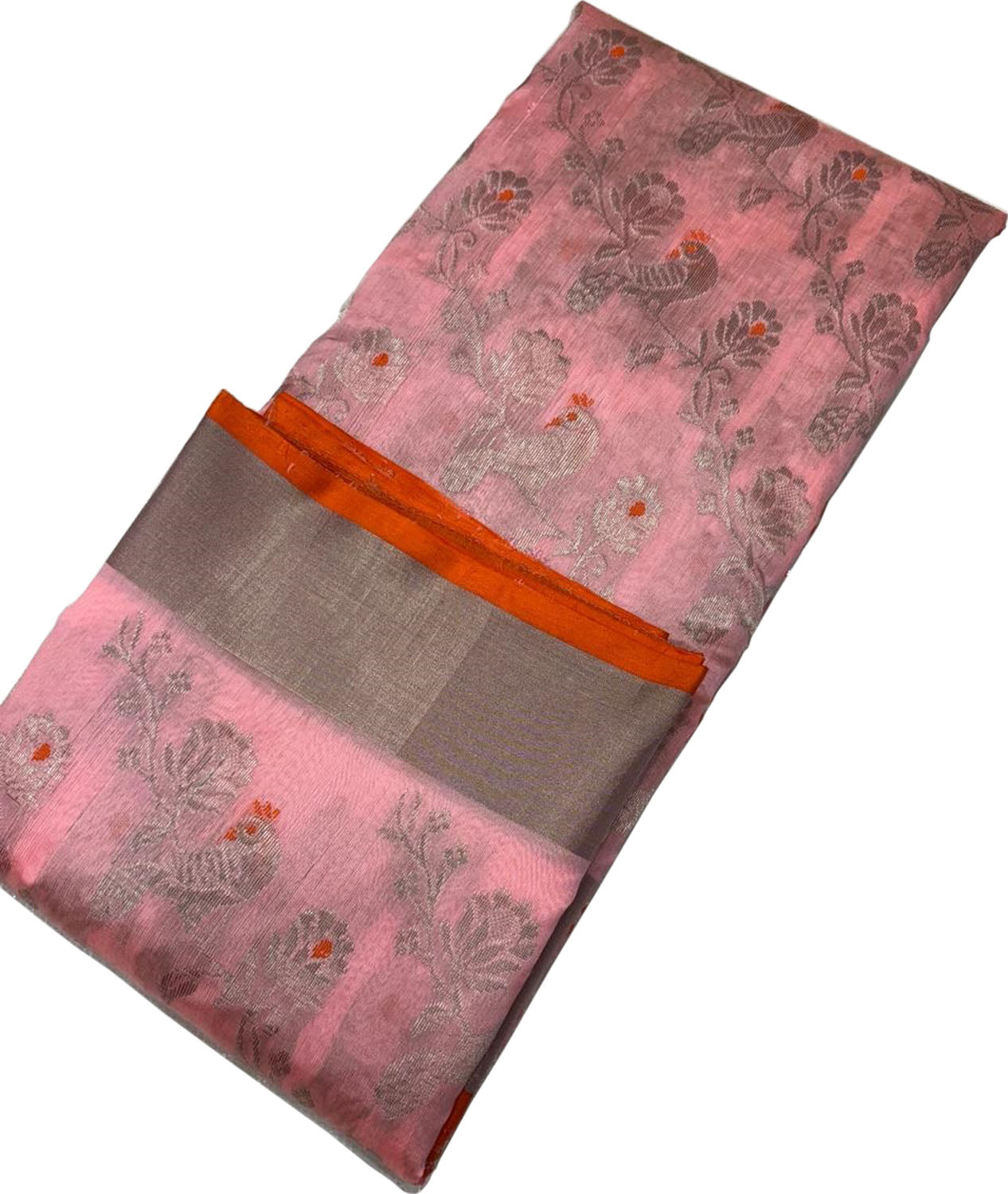 Beautiful Pink Pure Katan Silk Chanderi Handloom Saree - Luxurion World