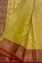 Yellow Chanderi Handloom Tissue Katan Silk Saree - Luxurion World