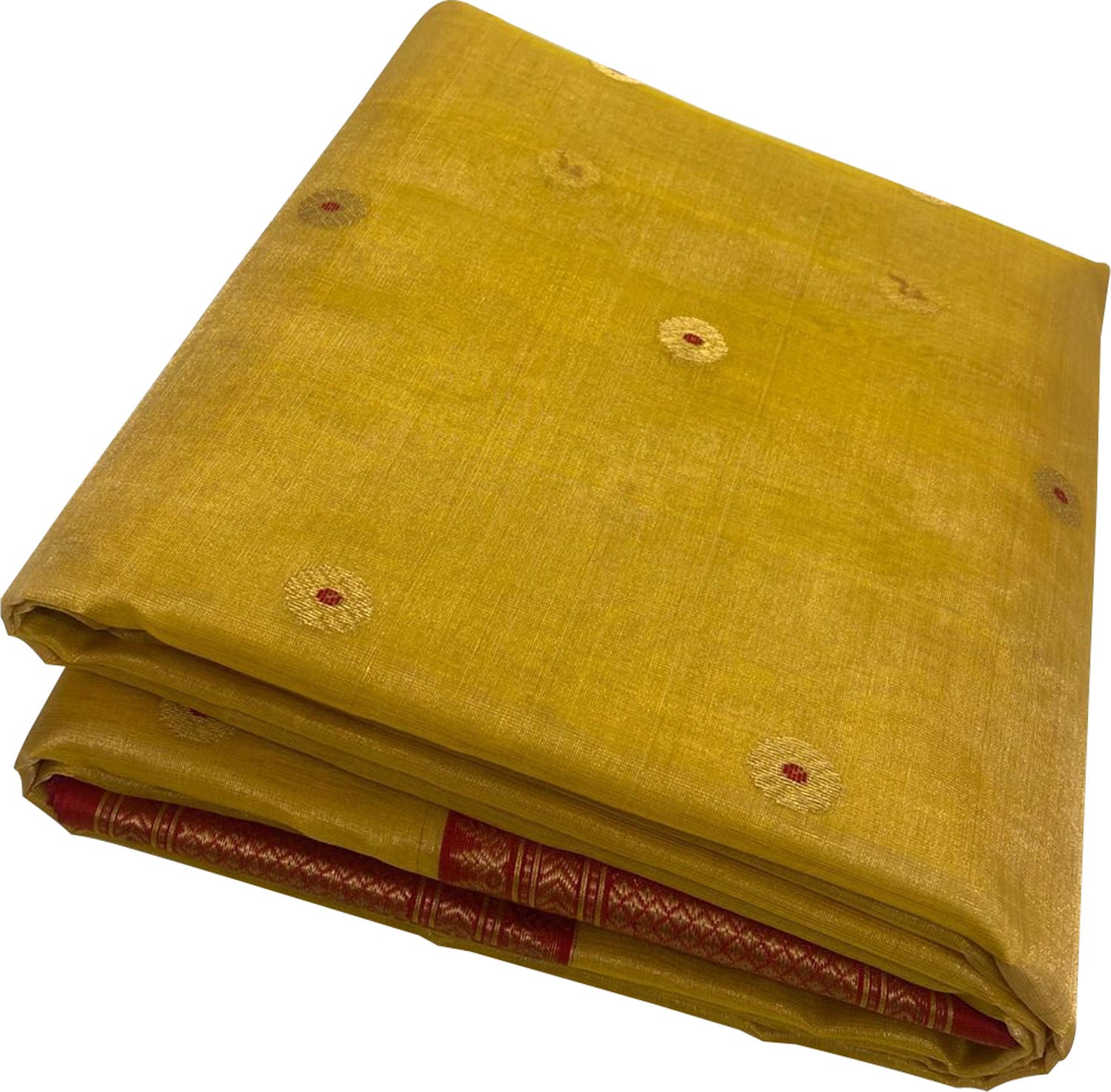 Yellow Chanderi Handloom Tissue Katan Silk Saree - Luxurion World
