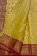 Yellow Chanderi Handloom Tissue Katan Silk Saree - Luxurion World