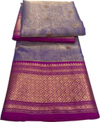 Purple Chanderi Handloom Tissue Katan Silk Saree - Luxurion World