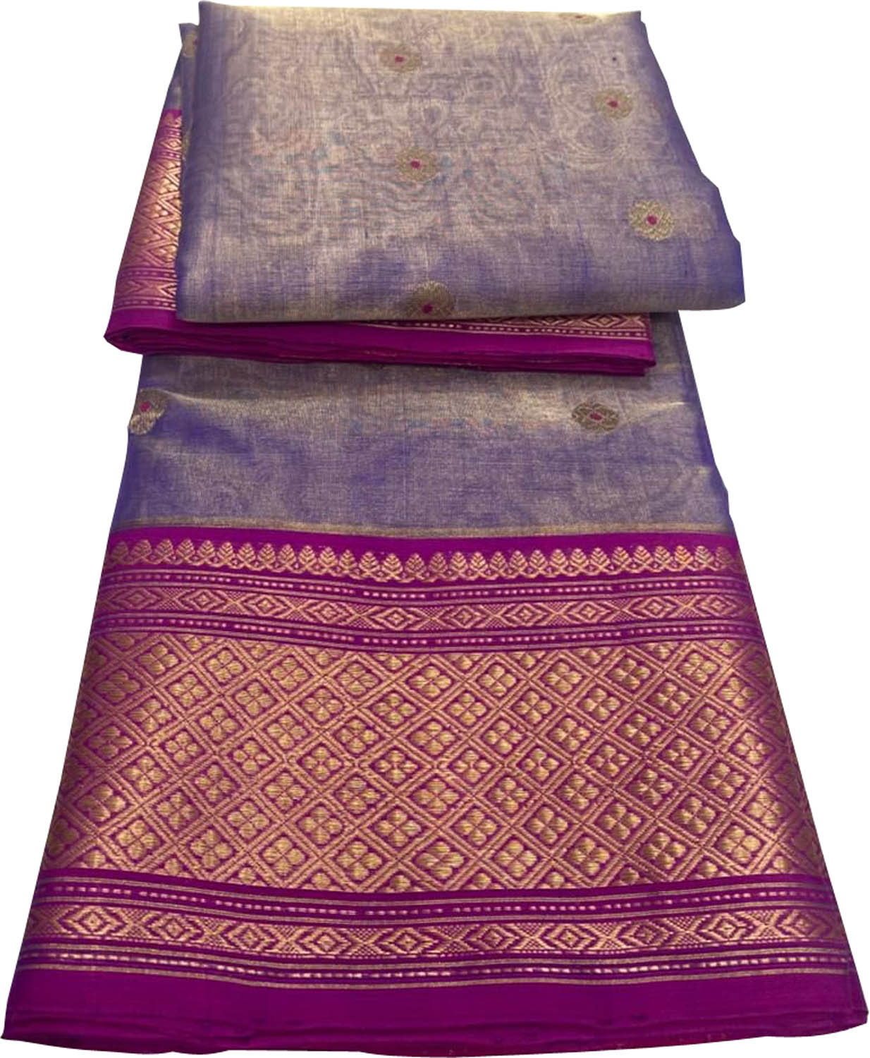 Purple Chanderi Handloom Tissue Katan Silk Saree - Luxurion World