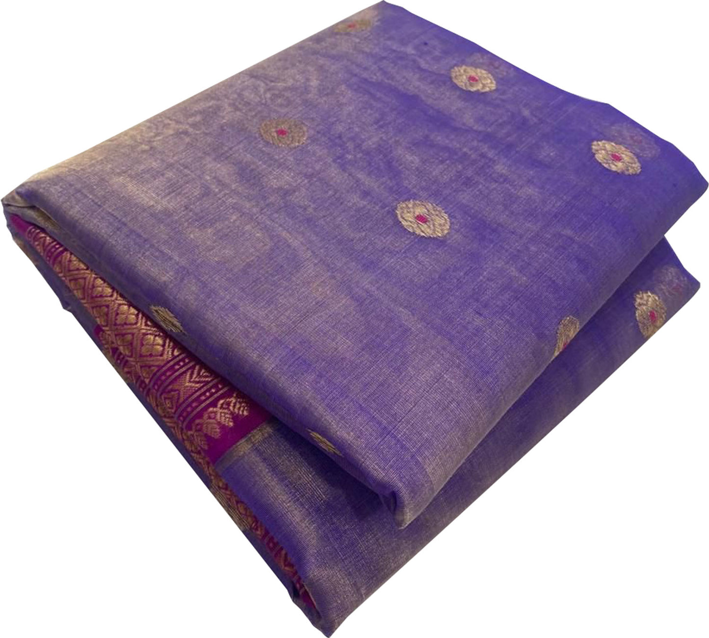 Purple Chanderi Handloom Tissue Katan Silk Saree