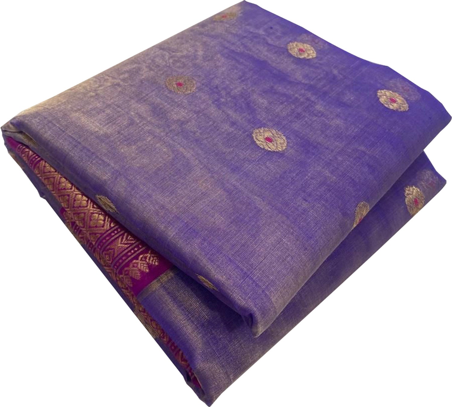 Purple Chanderi Handloom Tissue Katan Silk Saree - Luxurion World