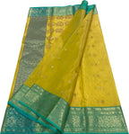 Yellow Chanderi Handloom Tissue Katan Silk Saree - Luxurion World