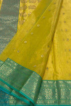 Yellow Chanderi Handloom Tissue Katan Silk Saree - Luxurion World