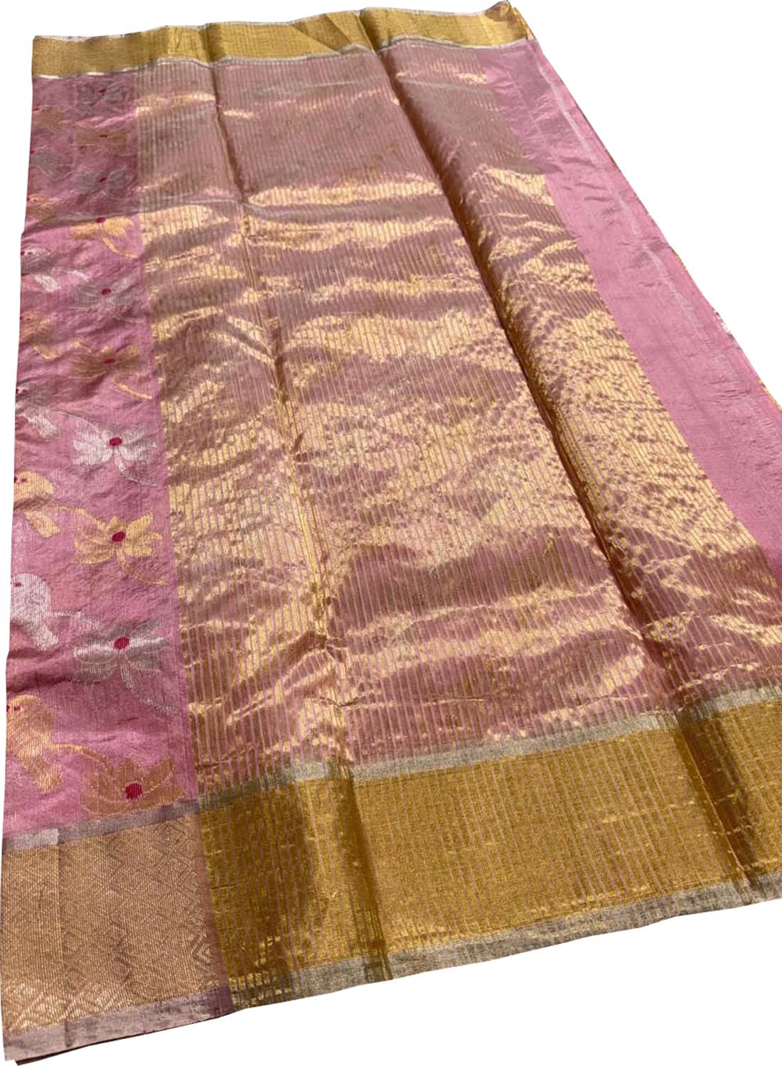 Pink Chanderi Pure Pattu Silk Saree - Luxurion World