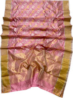 Pink Chanderi Pure Pattu Silk Saree - Luxurion World