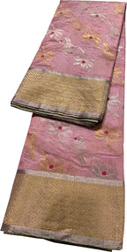 Pink Chanderi Pure Pattu Silk Saree - Luxurion World