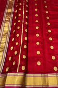 Red Exclusive Pure Pattu Silk Ek Naal Border And Motif Chanderi Saree - Luxurion World