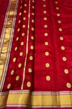 Red Exclusive Pure Pattu Silk Ek Naal Border And Motif Chanderi Saree - Luxurion World