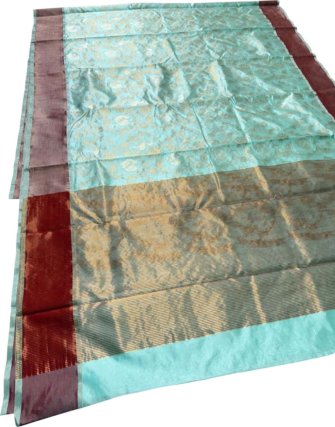 Blue Chanderi Pure Pattu Silk Saree - Luxurion World