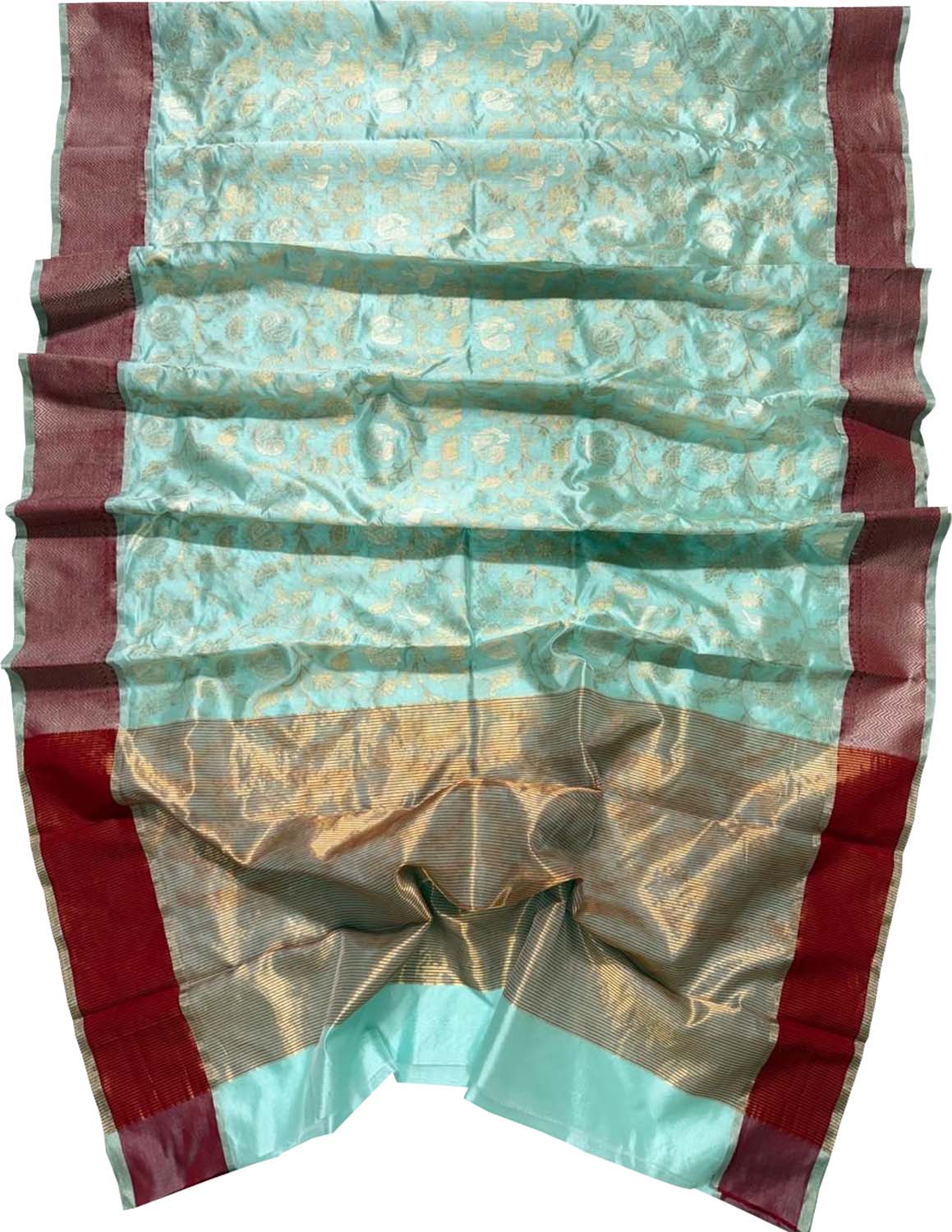 Blue Chanderi Pure Pattu Silk Saree - Luxurion World