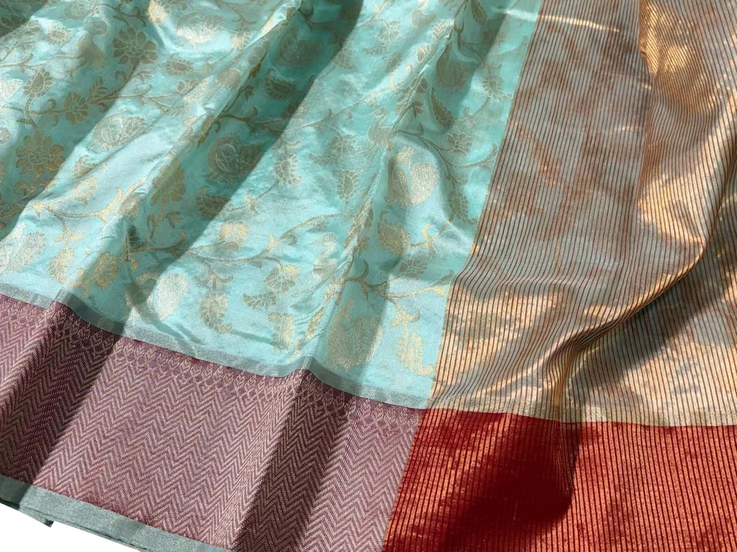Blue Chanderi Pure Pattu Silk Saree - Luxurion World