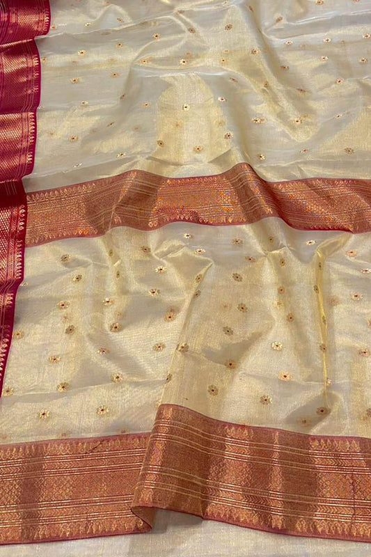 Pastel Chanderi Handloom Pure Katan Silk Saree