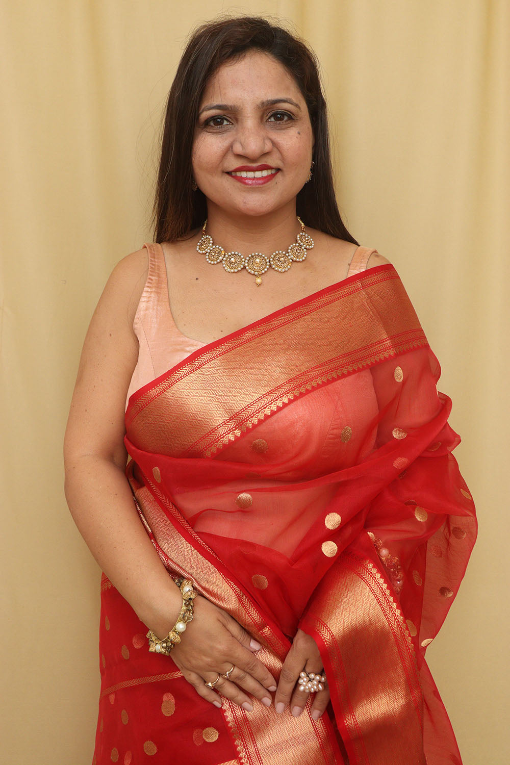 Stunning Red Chanderi Handloom Pure Katan Silk Saree - Luxurion World