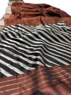 Elegant Brown Handloom Chanderi Pure Silk Saree - Luxurion World