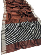 Elegant Brown Handloom Chanderi Pure Silk Saree - Luxurion World