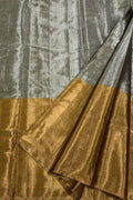 Grey Pure Chanderi Handloom Tissue Silk Saree - Luxurion World