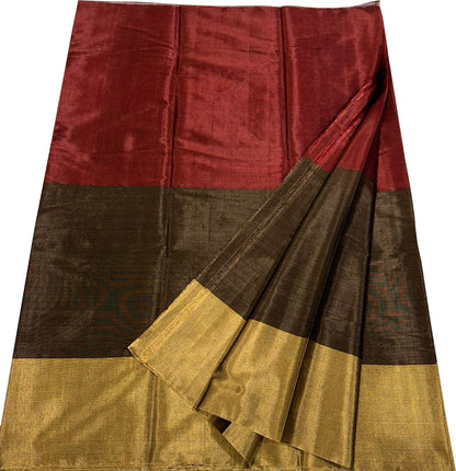 Multicolor Pure Chanderi Handloom Tissue Silk Saree - Luxurion World