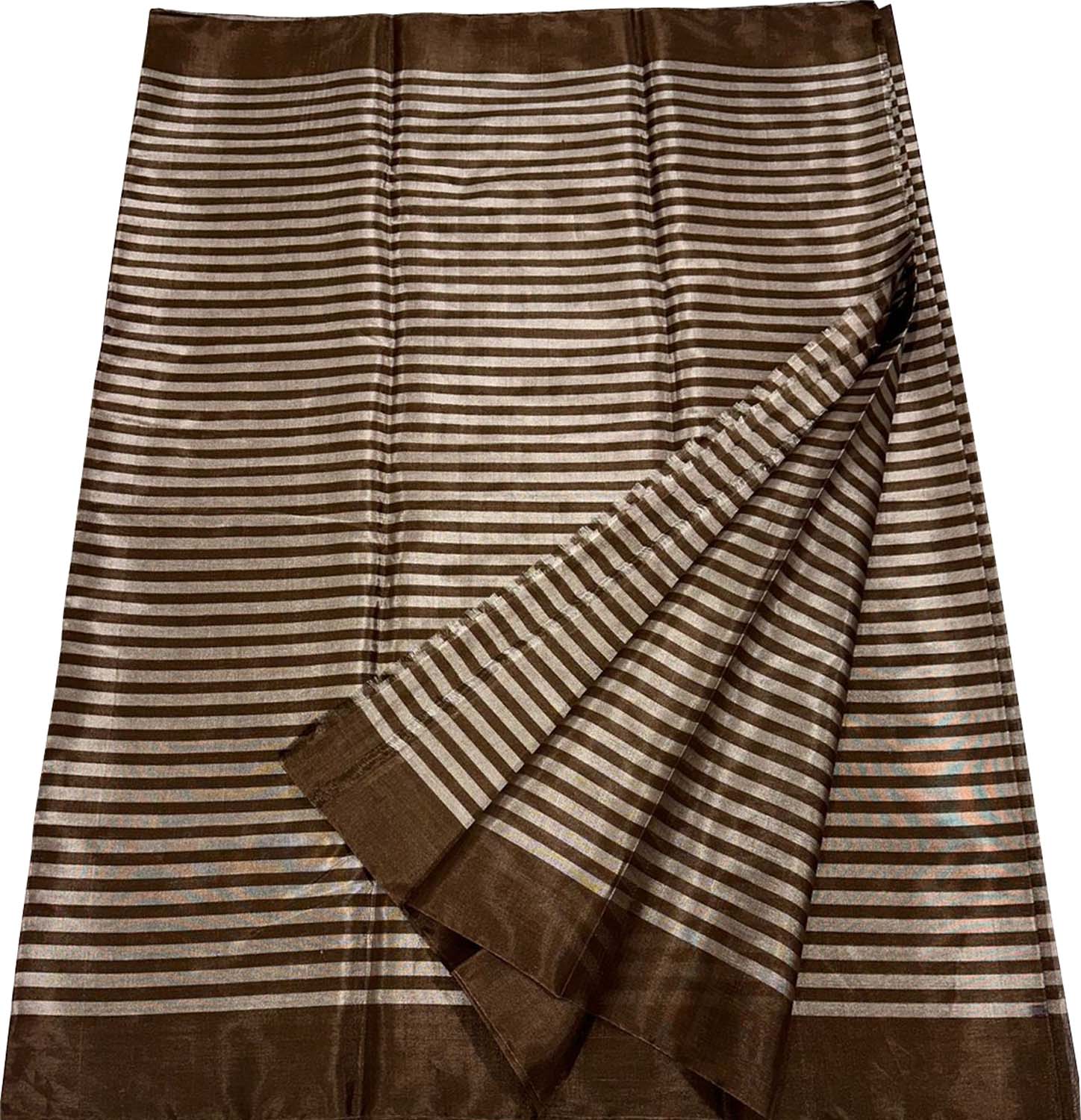 Off White Pure Chanderi Handloom Tissue Silk Saree - Luxurion World