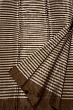 Off White Pure Chanderi Handloom Tissue Silk Saree - Luxurion World