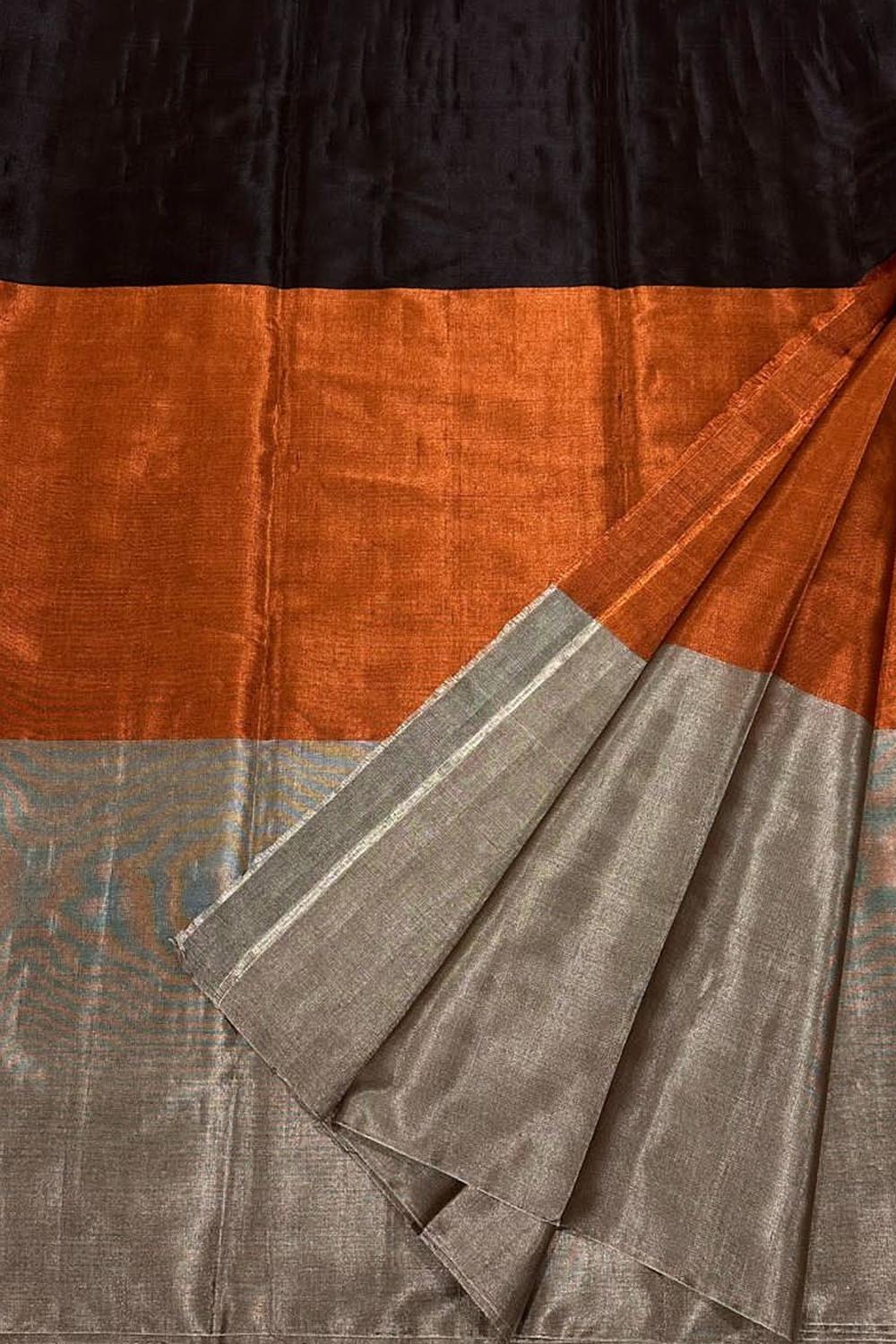 Multicolor Pure Chanderi Handloom Tissue Silk Saree - Luxurion World