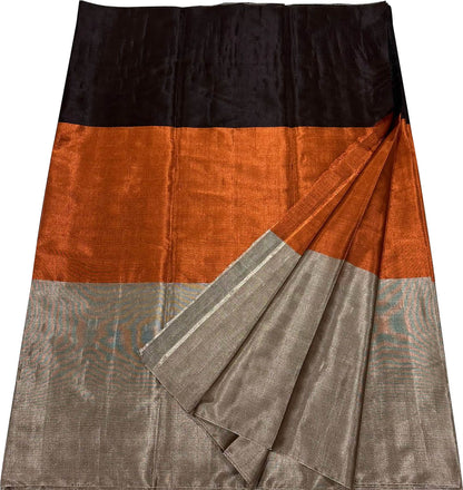 Multicolor Pure Chanderi Handloom Tissue Silk Saree - Luxurion World
