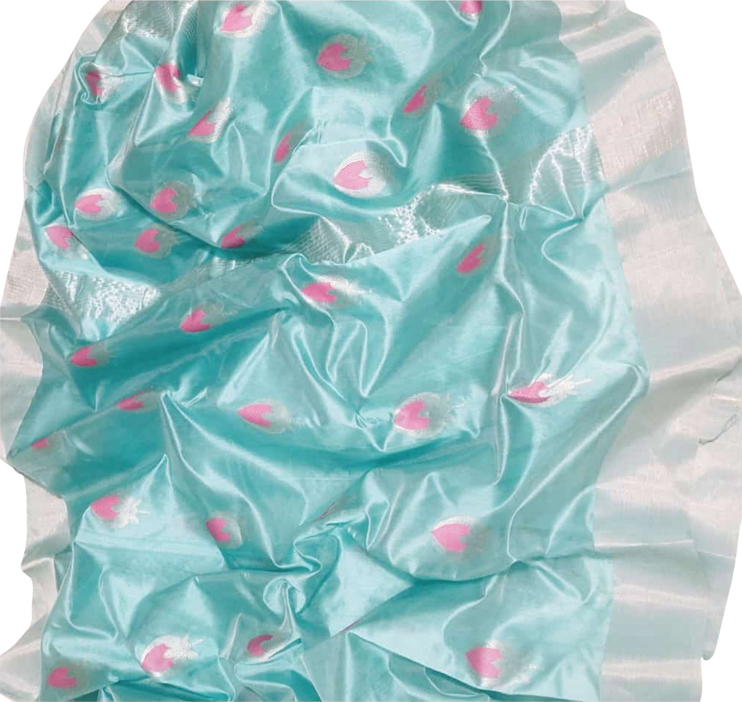 Blue Chanderi Handloom Pure Silk Saree - Elegant and Pure - Luxurion World