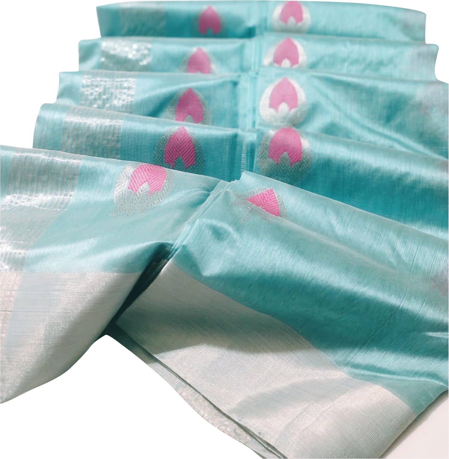 Blue Chanderi Handloom Pure Silk Saree - Elegant and Pure - Luxurion World