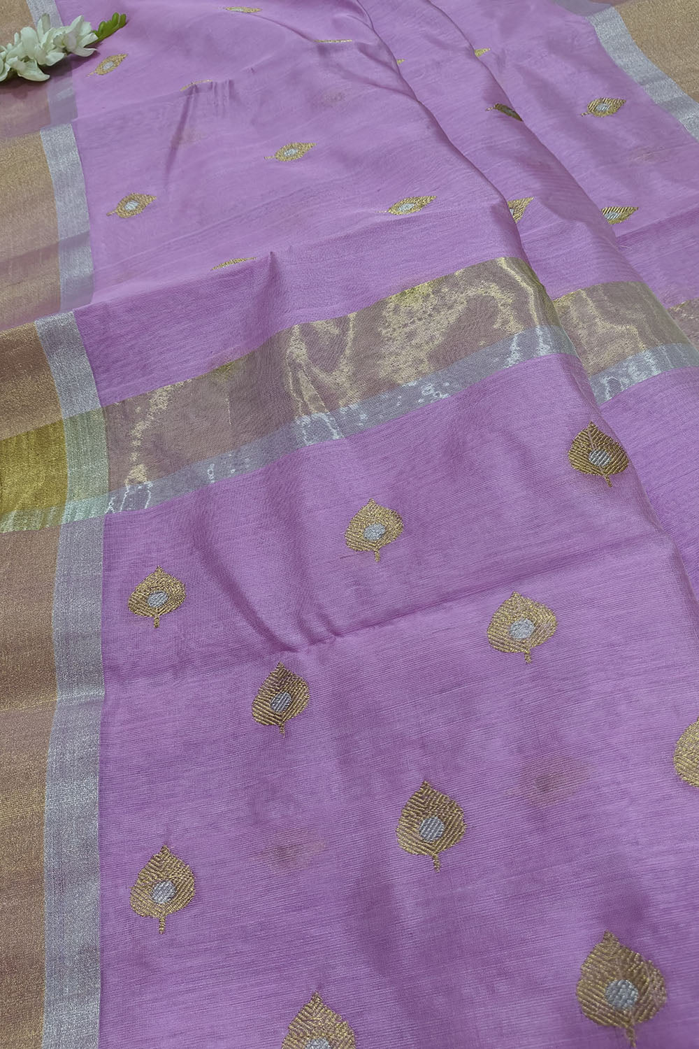 Exquisite Purple Chanderi Handloom Pure Silk Sona Roopa Saree - Luxurion World