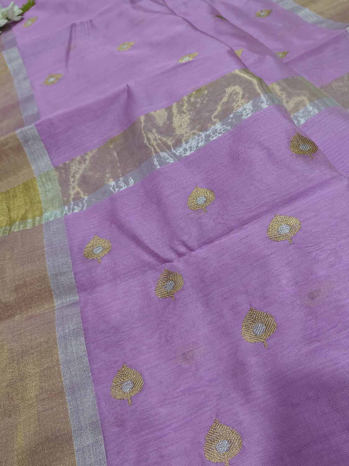 Exquisite Purple Chanderi Handloom Pure Silk Sona Roopa Saree - Luxurion World